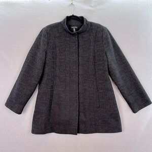 Eileen Fisher -women’s organic cotton blend black textured long topper jacket XL